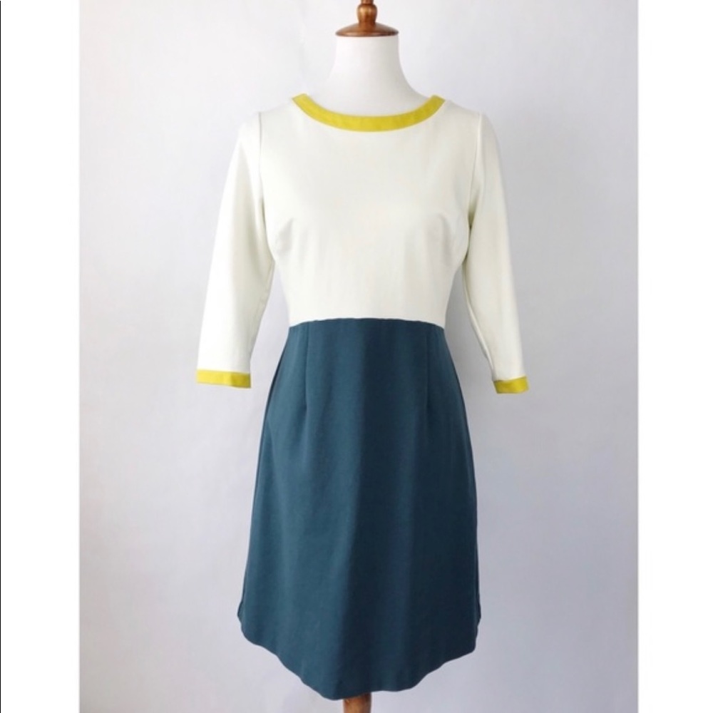 Boden Teal & White Shift Dress - Size 16R